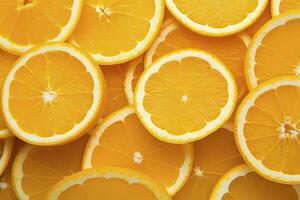 AI generated Orange fruit slices citrus arrangement full frame background. AI Generated photo