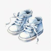 AI generated Watercolor newborn small shoes isolated white background. AI Generated photo