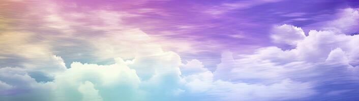 AI generated Rainbow sky with fluffy clouds. Multicolored toned sky. AI Generated. photo
