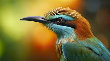 AI generated Turquoise Browed Motmot in vibrant colors. Generative AI photo