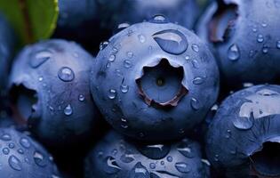 AI generated Wet Blueberry fruit. AI Generated photo