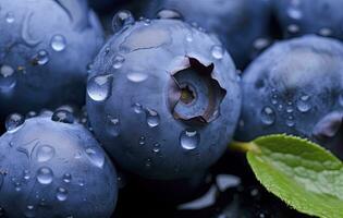 AI generated Wet Blueberry fruit. AI Generated photo