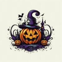 AI generated Halloween design with pumpkins. AI Generated photo