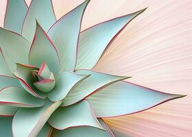 AI generated Agave leaves in trendy pastel colors for design backgrounds. AI Generated photo