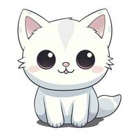 ai generado linda kawaii gato clipart icono blanco antecedentes. ai generado foto