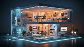 AI generated A Glimpse into the Connected Smart Home of Tomorrow. AI Generated photo