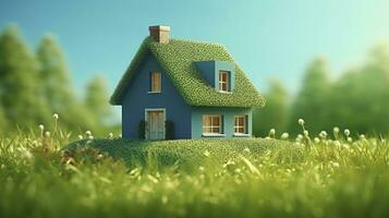 AI generated Green and environmentally friendly housing concept. AI Generated photo