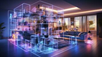 AI generated A Glimpse into the Connected Smart Home of Tomorrow. AI Generated photo