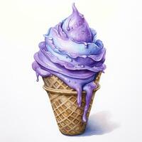 AI generated Watercolor ice cream in a waffle cone. AI Generated photo