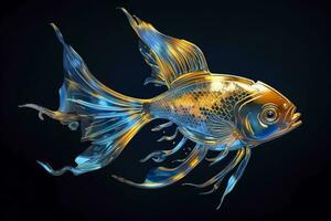 AI generated 3d rendering. fish on black background. Generative AI photo