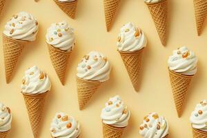 AI generated Incorporate a variety of waffle cones with different ice cream flavors. AI Generated photo