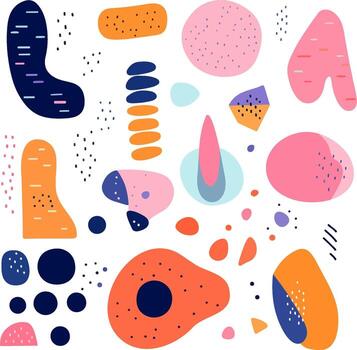 Abstract pop art style textures and shapes set on white background vector