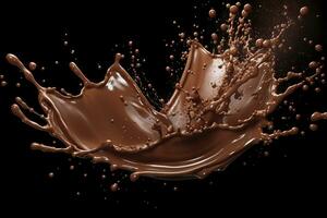 AI generated splash of chocolate or Cocoa. Generative AI photo