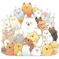 AI generated Happy animals white background. AI Generated photo