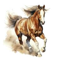 AI generated Horse running in watercolor design. AI Generated photo