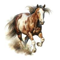 AI generated Horse running in watercolor design. AI Generated photo