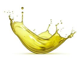 AI generated Olive or engine oil splash, cosmetic serum liquid isolated on white background. Generative AI photo