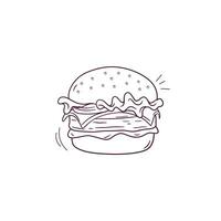 Hand Drawn illustration of cheeseburger icon. Doodle Vector Sketch Illustration