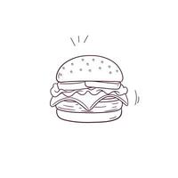 Hand Drawn illustration of cheeseburger icon. Doodle Vector Sketch Illustration