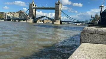 London in the UK in October 2023. A video of Tower Bridge opening and closing in time lapse