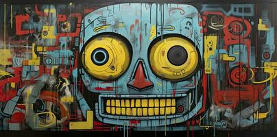 AI generated Punk Zombie Wall Art Painting photo