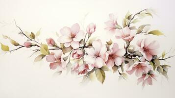 AI generated Watercolor painting of flowers in vintage style for wall painting photo