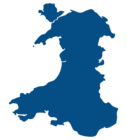 Wales Karte. Karte von Wales im Blau Farbe png