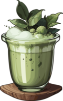 ai generado matcha bebida en vaso taza dibujos animados png