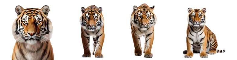 AI generated set of tigers png