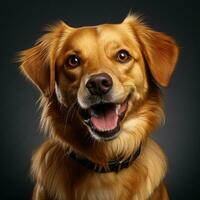 AI generated Cute Brown Dog in Studio Realistic Image with Open Mouth, Looking at Camera Generative AI photo