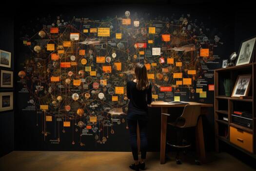 AI generated Virtual Bonds Realism in a Conceptual Image Portraying a Social Network with Hand Drawn Accents Generative AI photo