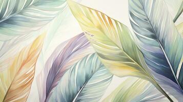 AI generated Simplicity in the Tropics Abstract, Textured Palm Leaves with Subtle Shading and Faded Hues. photo