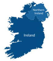 Ireland and Northern Ireland map. Map of Ireland Island Map in blue color png