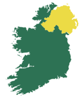Ierland en noordelijk Ierland kaart. kaart van Ierland eiland kaart in geel en groen kleur png