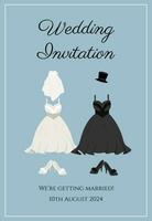 Wedding invitation for the wedding of two women with two wedding dresses vector