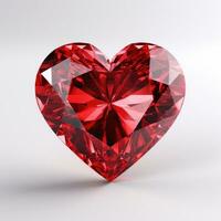 AI generated the heart shaped red diamond on a white photo