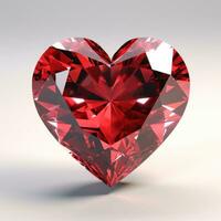 AI generated the heart shaped red diamond on a white photo