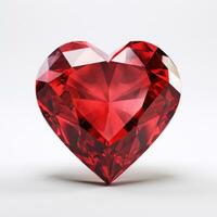 AI generated the heart shaped red diamond on a white photo