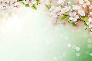 AI generated spring is a magic season. beautiful photorealistic wallpaper with copy space for text photo