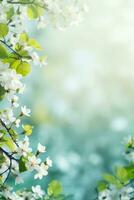 AI generated spring is a magic season. beautiful photorealistic wallpaper with copy space for text photo