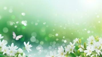 AI generated spring is a magic season. beautiful photorealistic wallpaper with copy space for text photo