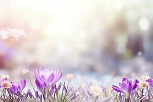 AI generated spring is a magic season. beautiful photorealistic wallpaper with copy space for text photo