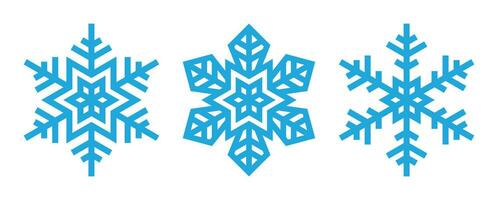 Set of Simple Light Blue Snowflakes Shape vector