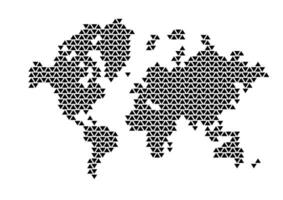 Abstract geometric world map. Vector creative design. Triangle shapes. Black on white.