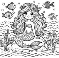 A Mermaid Coloring Page vector