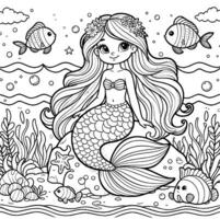 A Mermaid Coloring Page vector