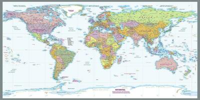 Turkish language Political world map Equirectangular projection vector