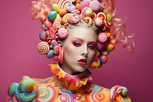 AI generated Girl sweet candy modern style. Neural network AI generated photo