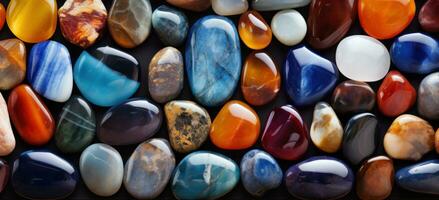 AI generated many colorful stones are arranged close together photo