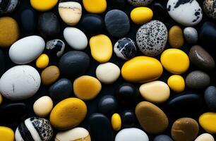AI generated background with black and yellow colored stones photo